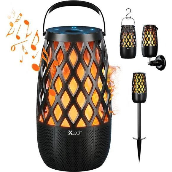 Other - Outdoor Bluetooth Speaker Waterproof Wireless with LED Flame Light, Shower
